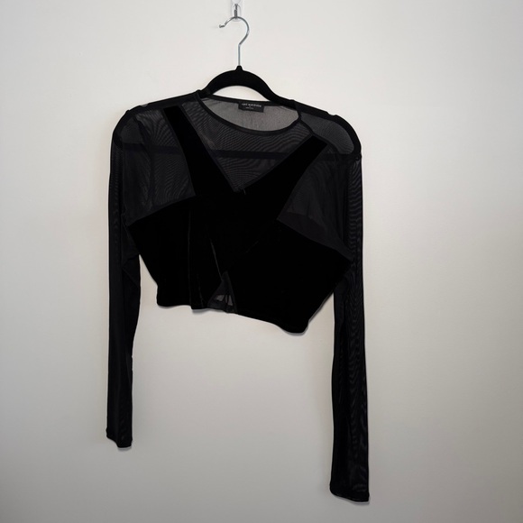 naked wardrobe Tops - Naked Wardrobe Sheer Long Sleeve Black Top Size XL